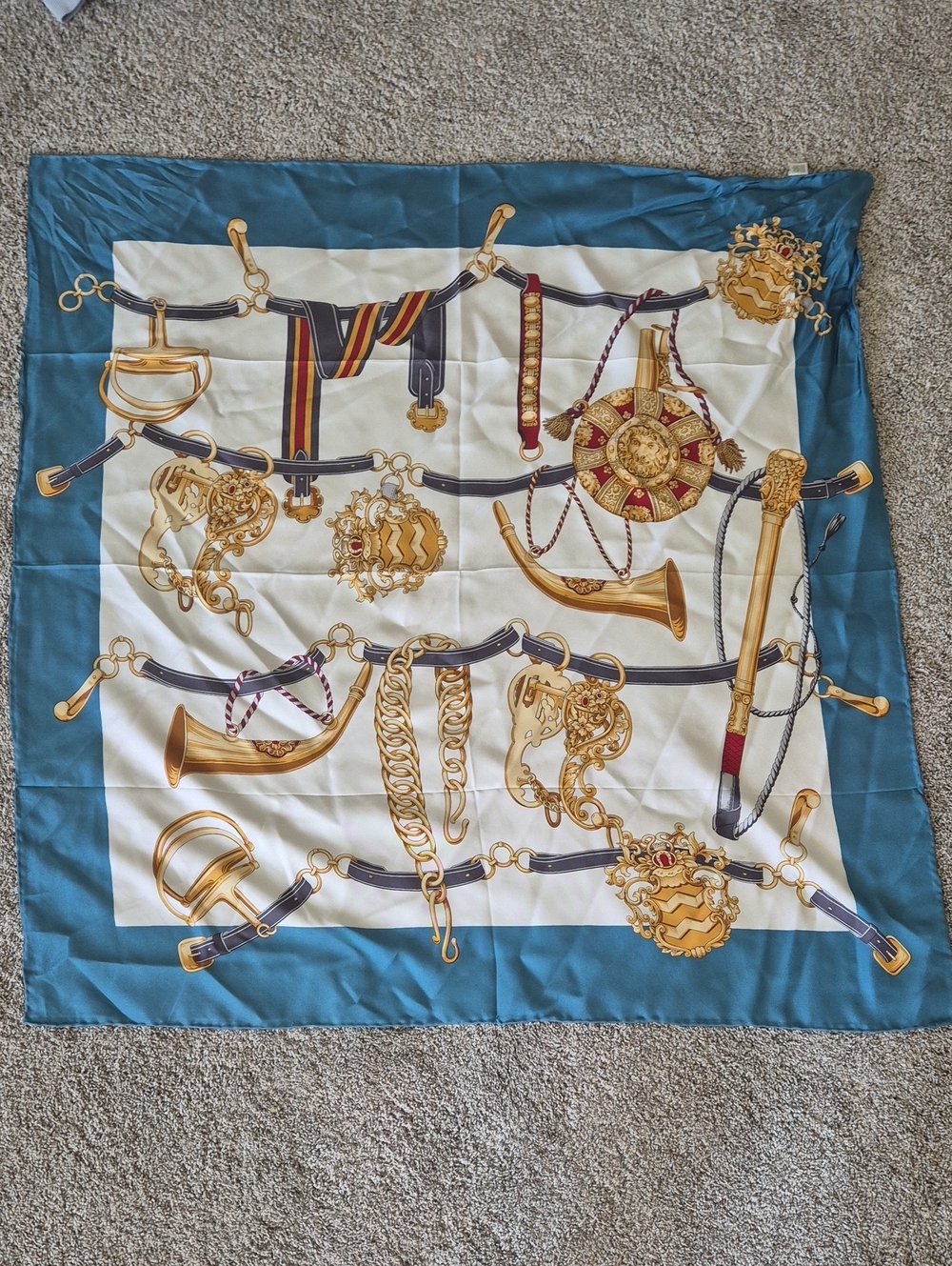 Silk Decorative Scarf Throw in Teal and Gold